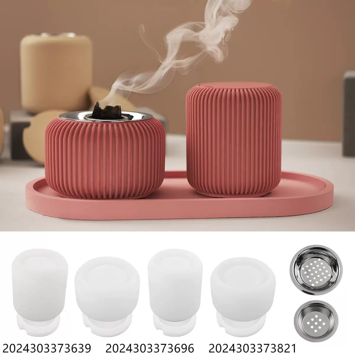 Stripped Jar & Lid Incense Burner Silicone Mold d05