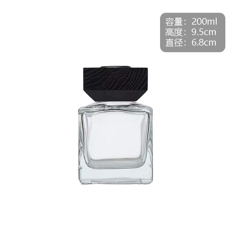 Clear Cube Diffuser Glass Bottle/Jar + Wooden Cover