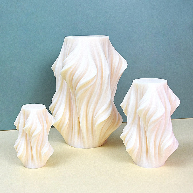 Large Geometric Wave Aromatherapy Candle Silicone Mold h08