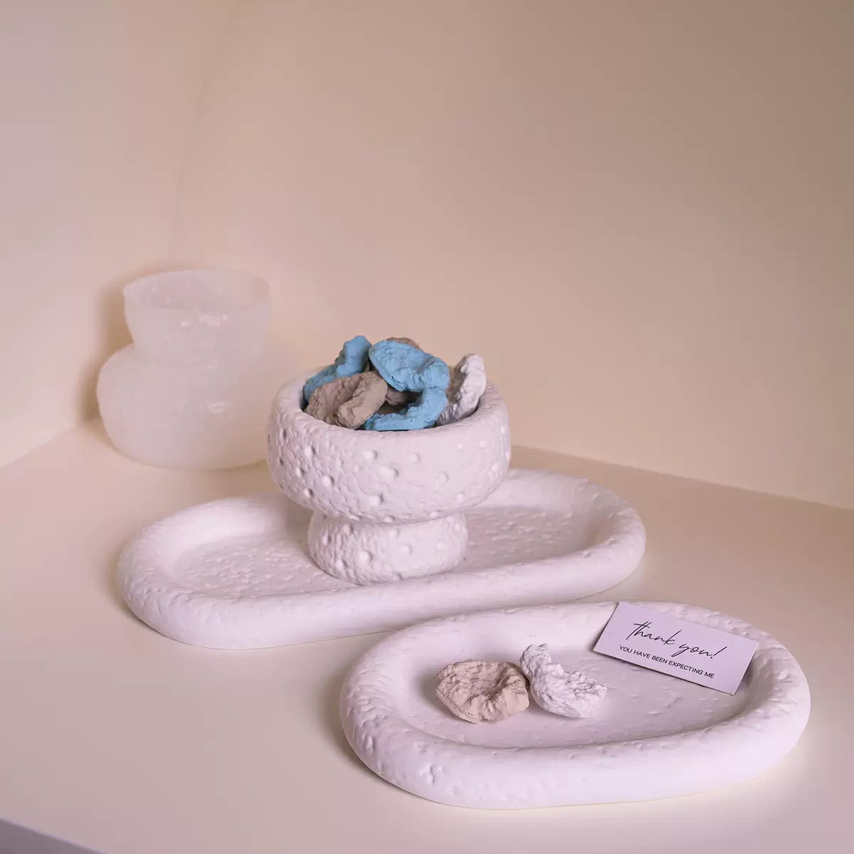 Stone Pattern Candle / Storage Jar Tray Silicone Mold