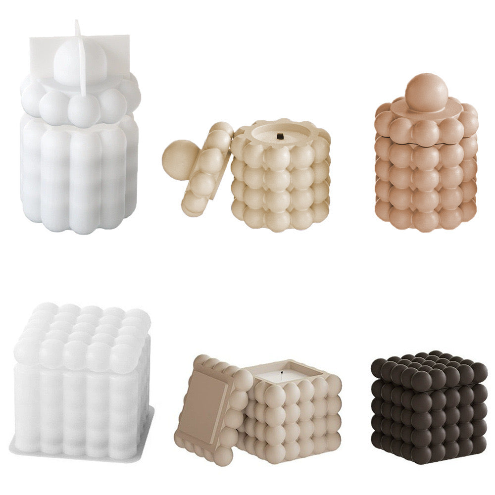 Bubble Candle Jar Storage Silicone Mold a012