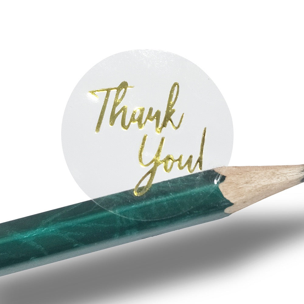Transparent & Gold Foil Thank You Sealing Stickers