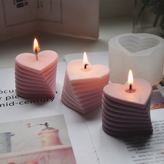 Rotating Love Candle Heart Silicone Mold h03