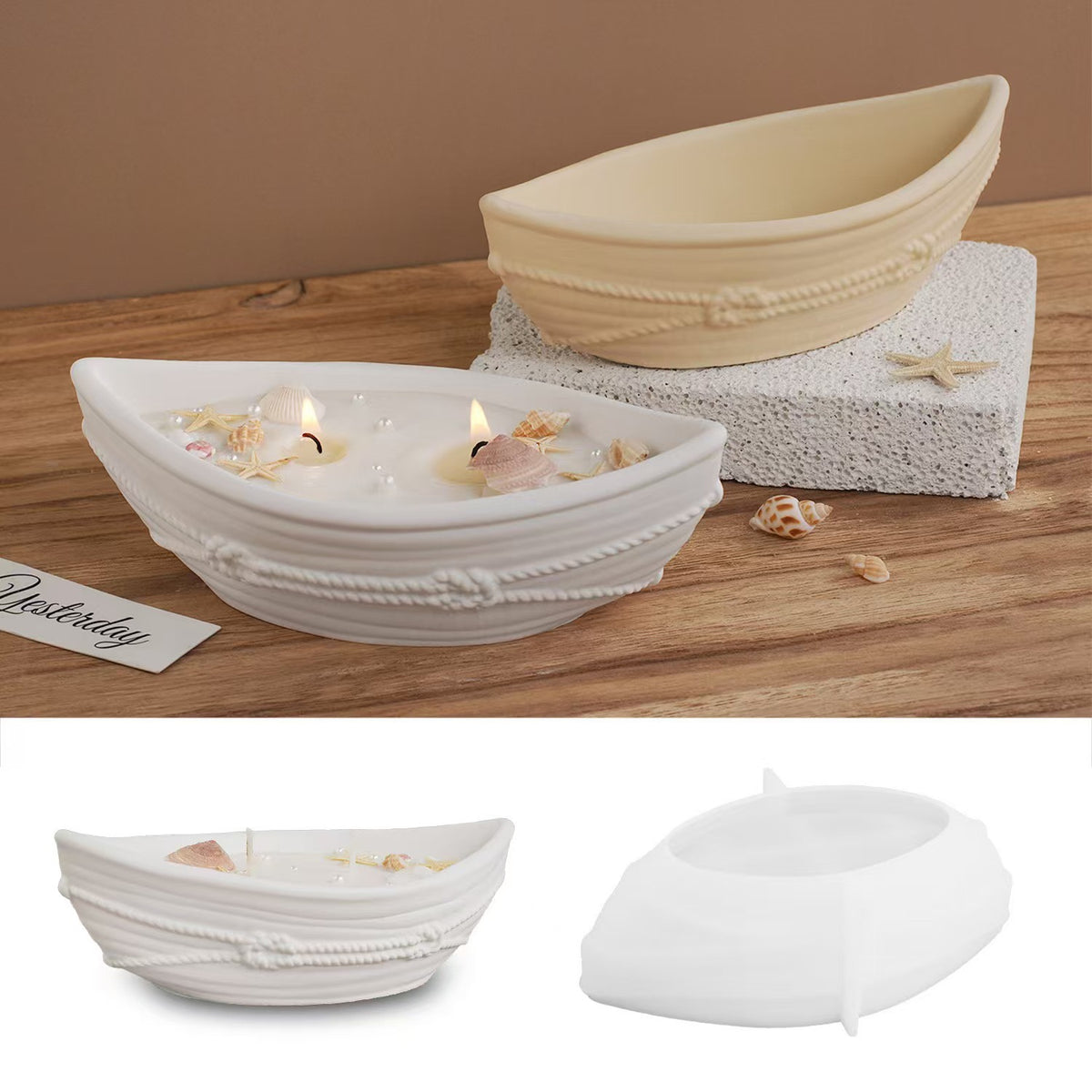 Boat Candle Bowl Silicone Mold f06