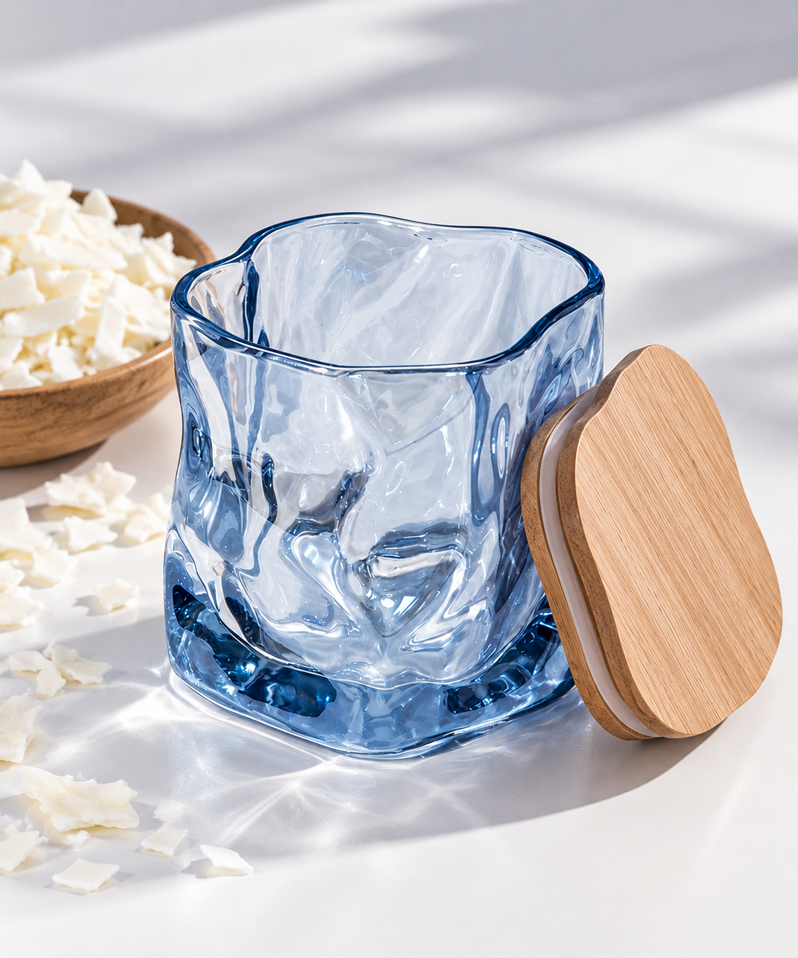 Twist Wooden Lid Candle Glass Jar