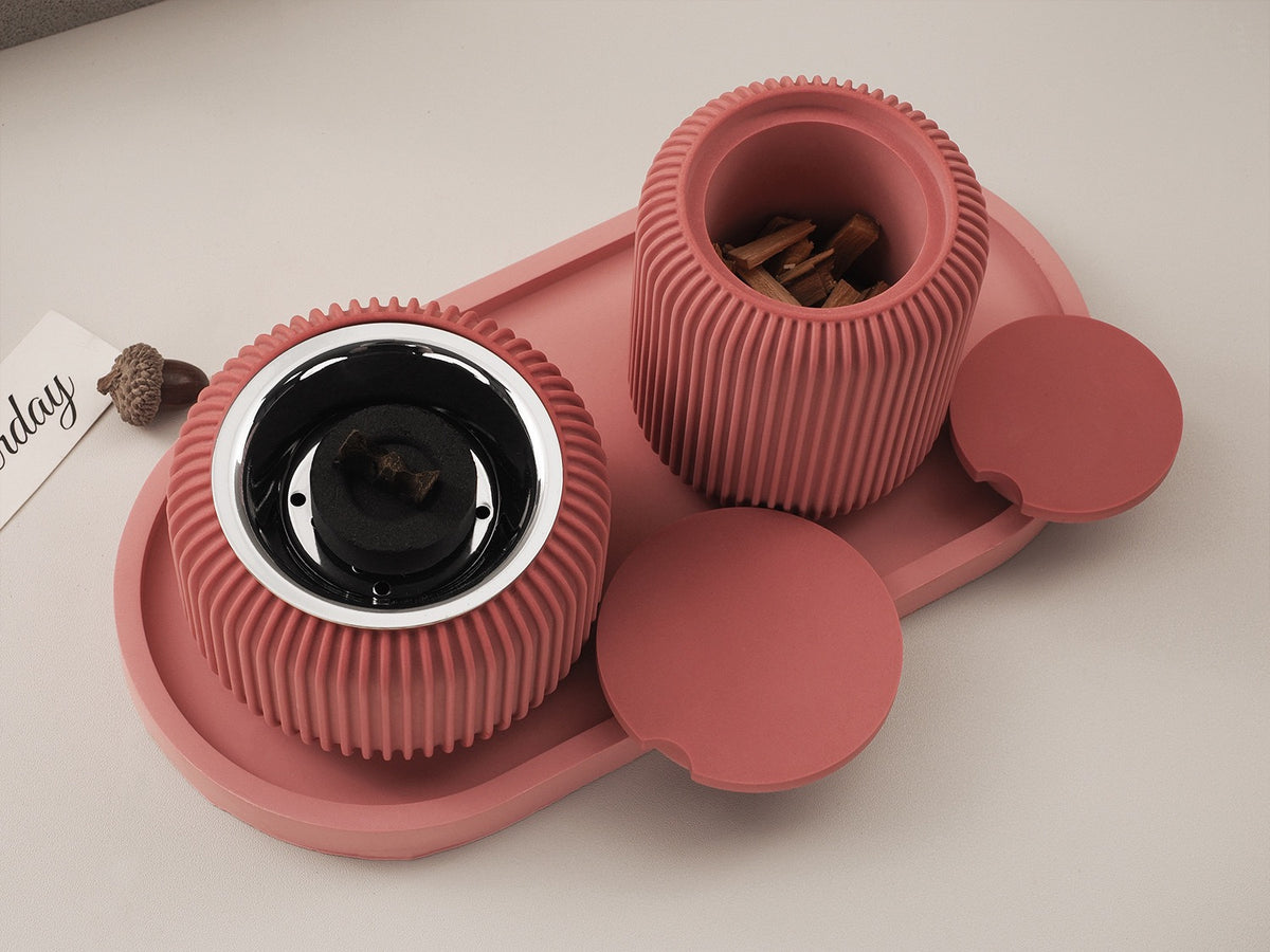 Stripped Jar & Lid Incense Burner Silicone Mold d05