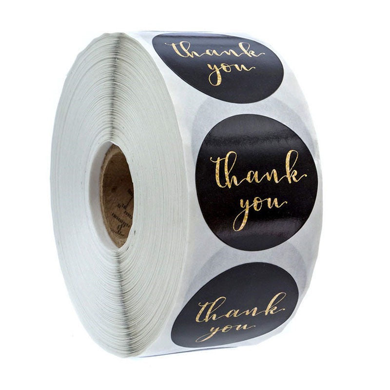 Black Thank You Sealing Stickers