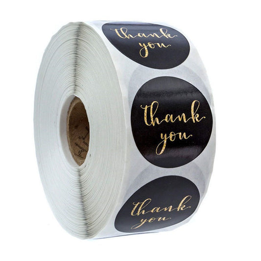 Black Thank You Sealing Stickers