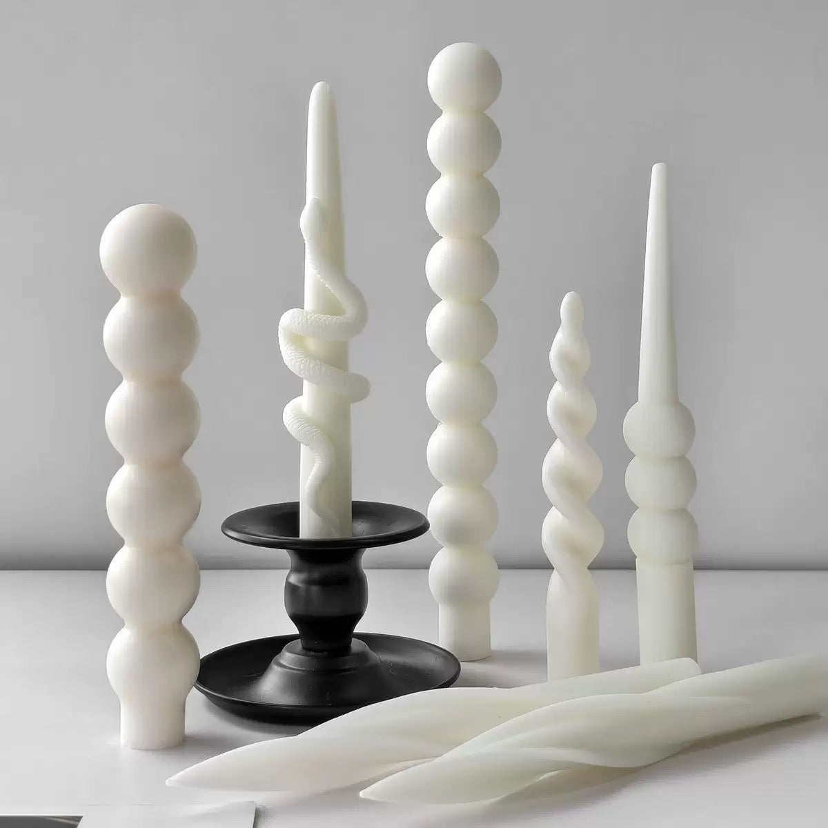 Spiral & Bubble Scented Candle Pillar Mold h01