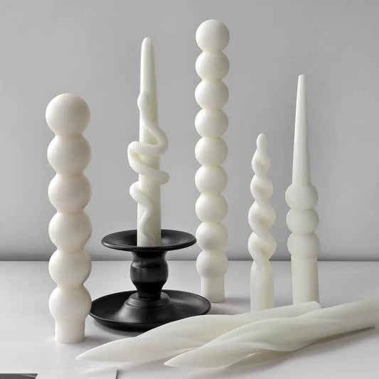 Spiral & Bubble Scented Candle Pillar Mold h01
