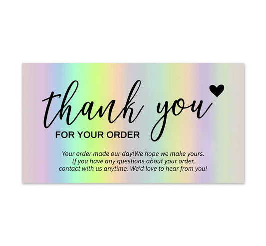 50Pcs Holographic Thank You Cards j03