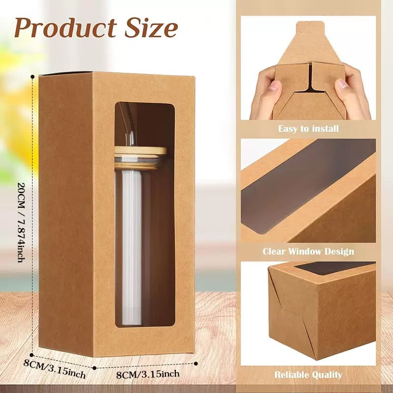 5Pcs Rectangle Kraft Box Pvc Window