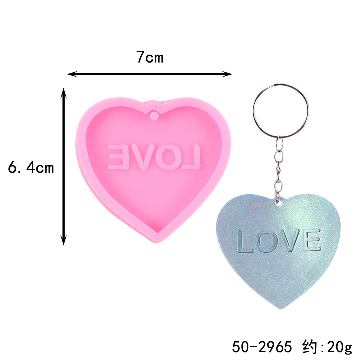 Single Heart Keychain Silicone Mold i07