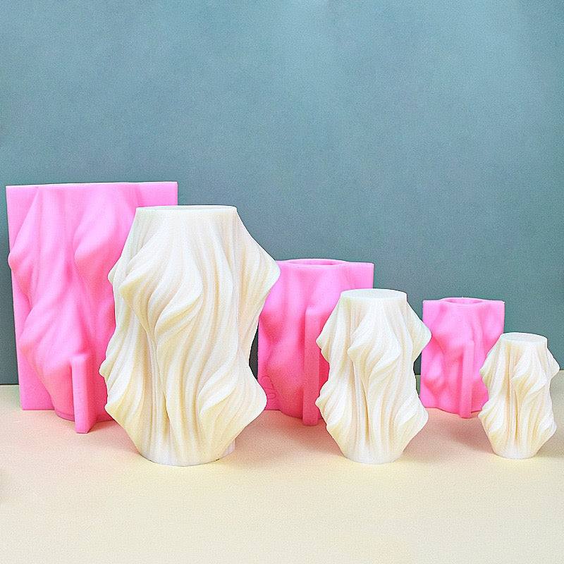 Large Geometric Wave Aromatherapy Candle Silicone Mold h08