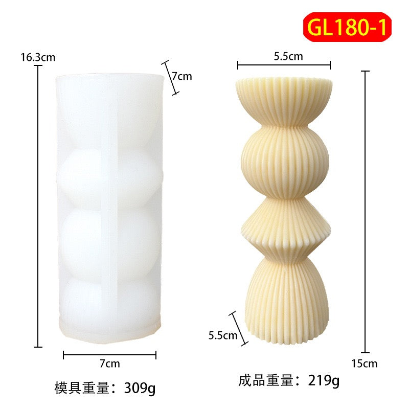 Striped Roman Column Pillar Candle Mold h07
