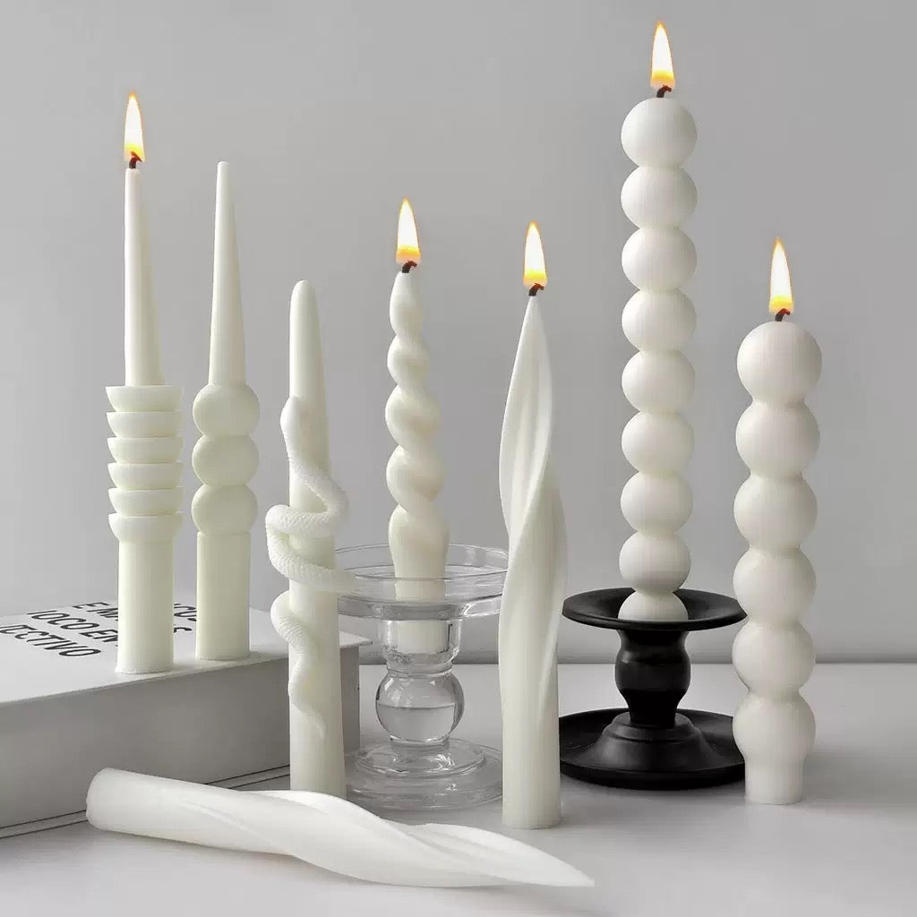 Spiral & Bubble Scented Candle Pillar Mold h01