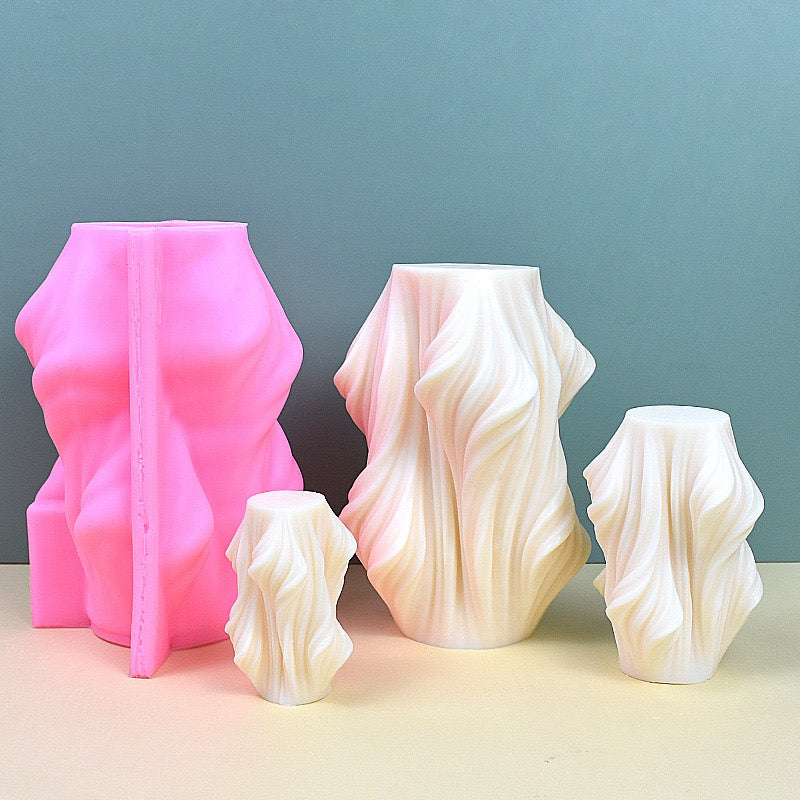 Large Geometric Wave Aromatherapy Candle Silicone Mold h08