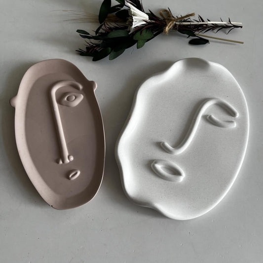 Abstract Face Trinket Tray Silicone Mold g012