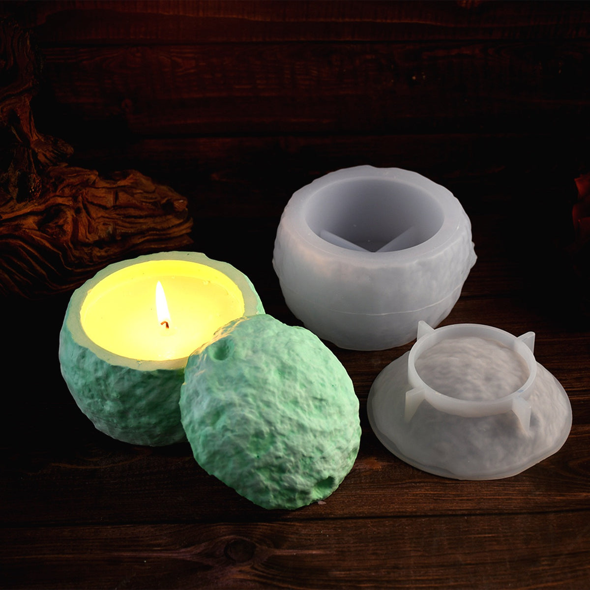 Meteorite Aromatherapy Candle Jar Mold with Lid a014