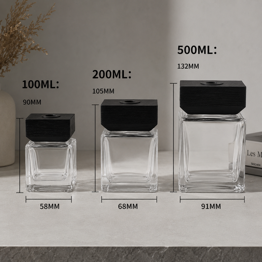 Clear Cube Diffuser Glass Bottle/Jar + Wooden Cover