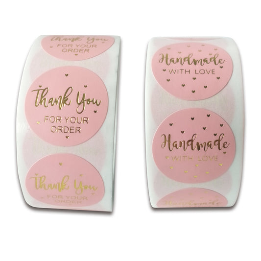 1 inch Peach & Gold Foil Thank You Sealing Stickers