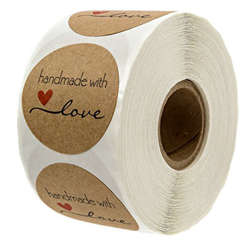 Kraft Handmade With Love Sealing Stickers
