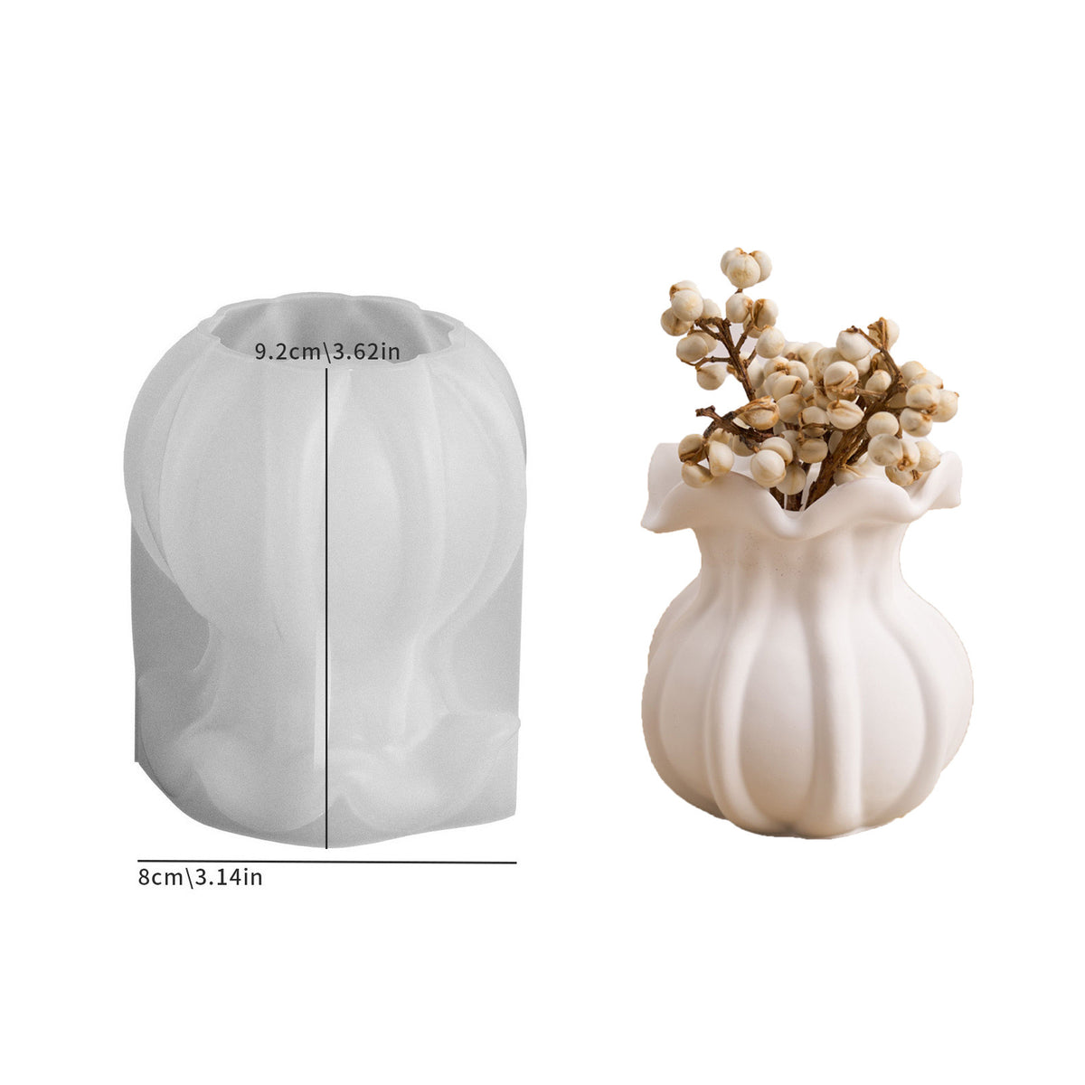 Flower Ruffle Vase Silicone Mold c012