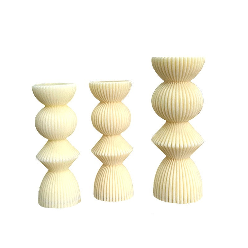 Striped Roman Column Pillar Candle Mold h07