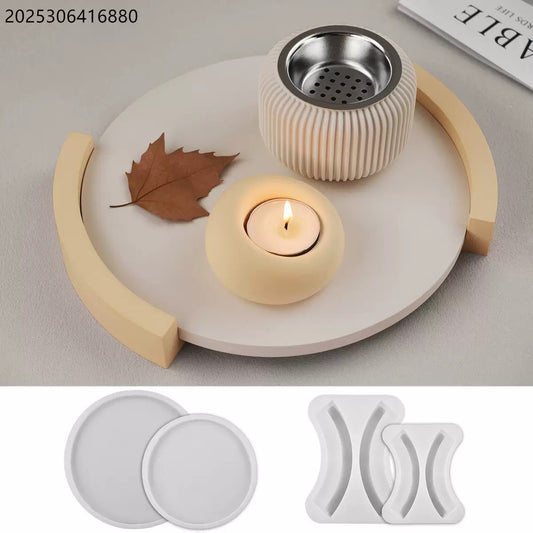 Round Tray and Base Storage Silicone Mold g01