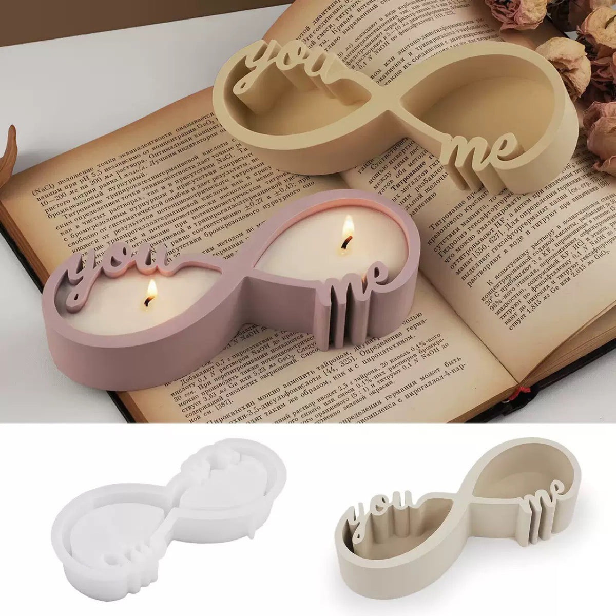 You and Me Couple Candle Jar Silicone Mold