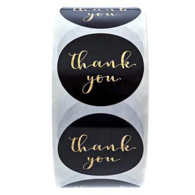 Black Thank You Sealing Stickers