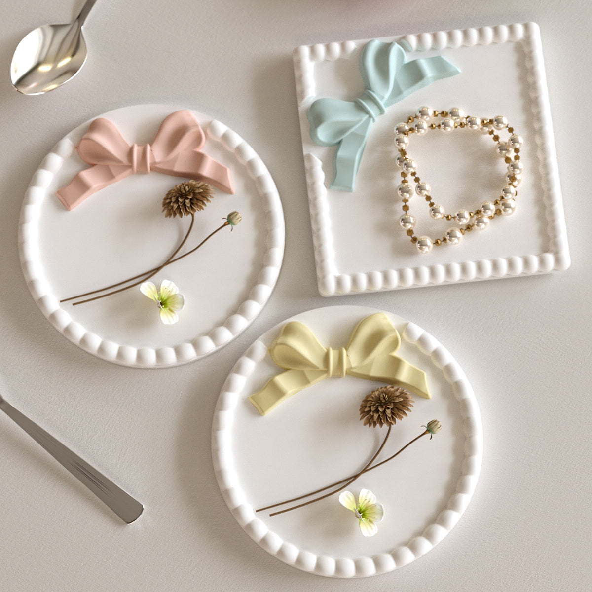 Bow Bubble Bead Tray Coaster Silicone Mold g014