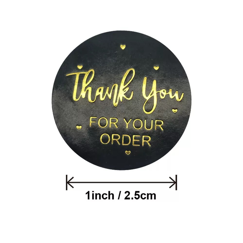 1 inch Peach & Gold Foil Thank You Sealing Stickers