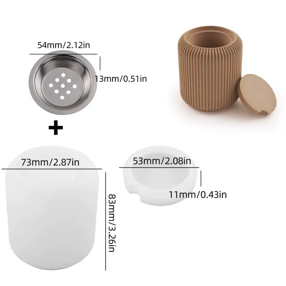 Stripped Jar & Lid Incense Burner Silicone Mold d05