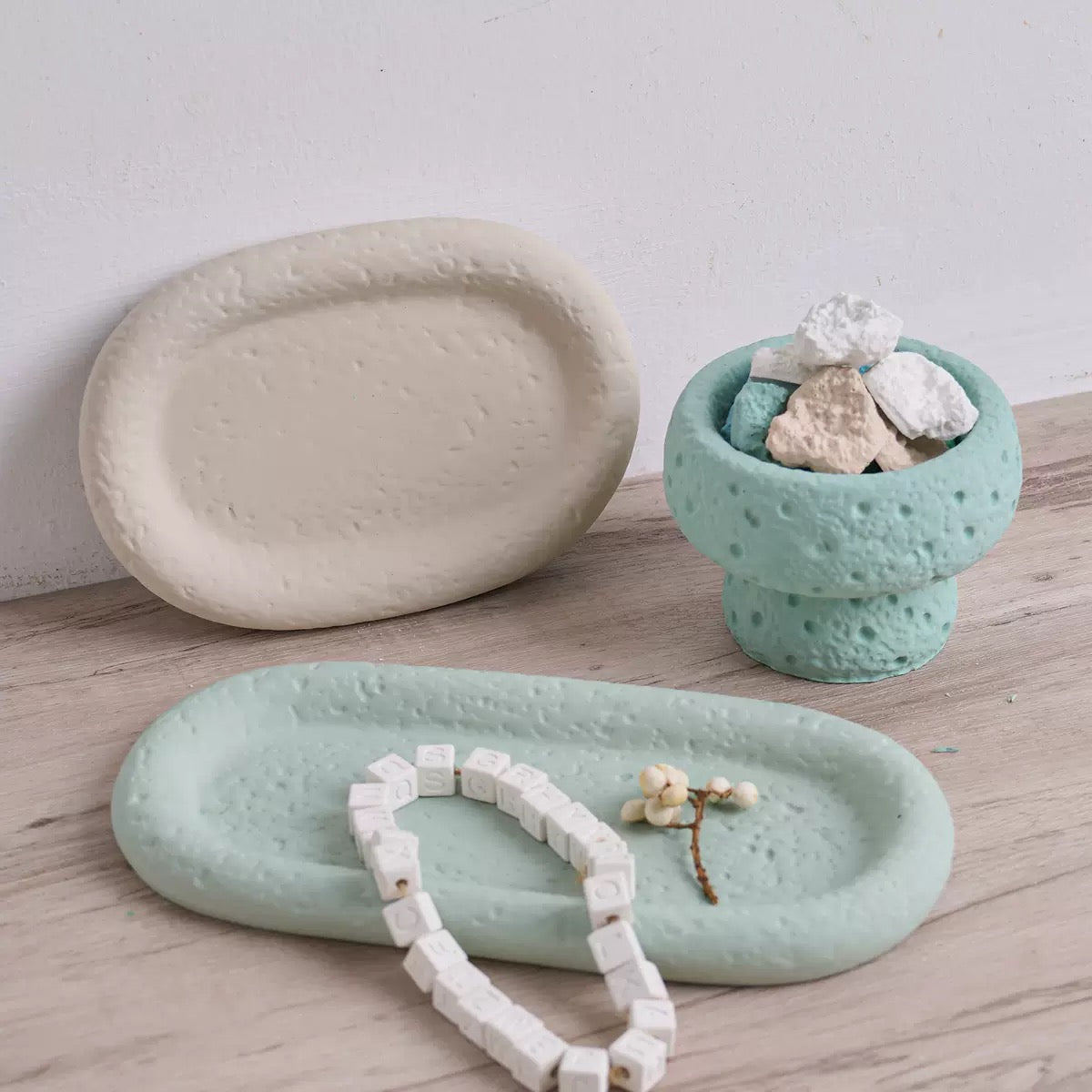 Stone Pattern Candle / Storage Jar Tray Silicone Mold