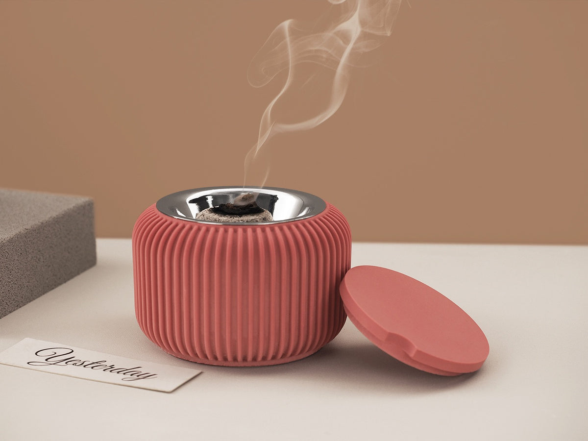 Stripped Jar & Lid Incense Burner Silicone Mold d05