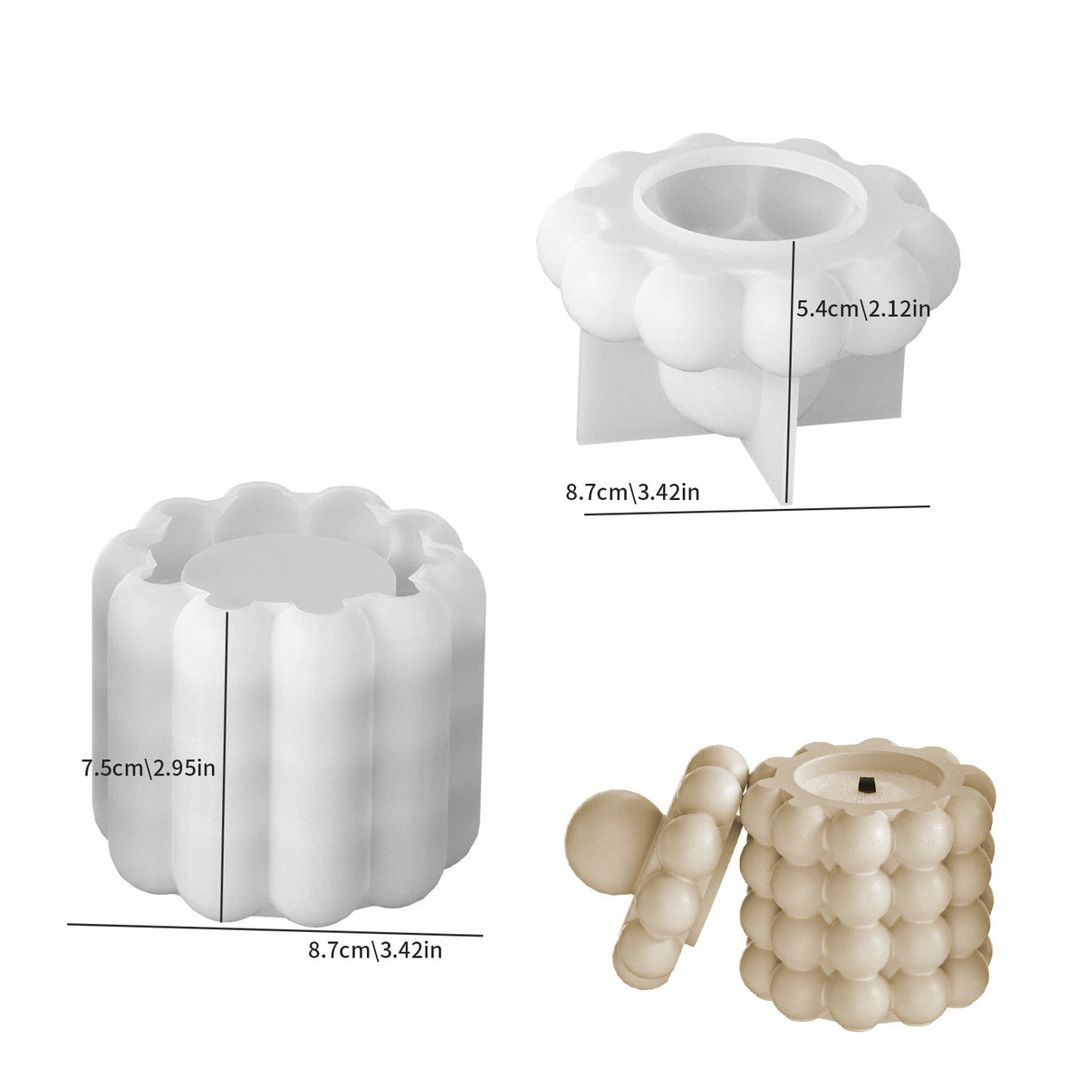 Bubble Candle Jar Storage Silicone Mold a012
