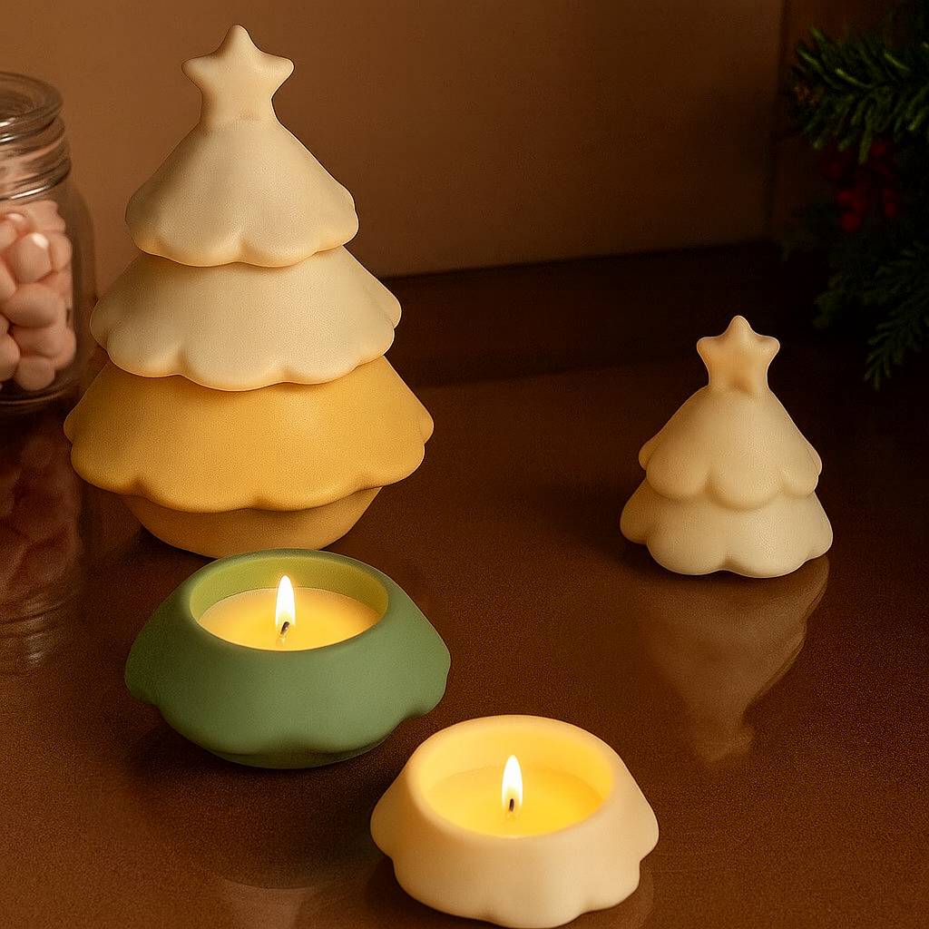 Christmas Tree Candle Jar Silicone Molds b01