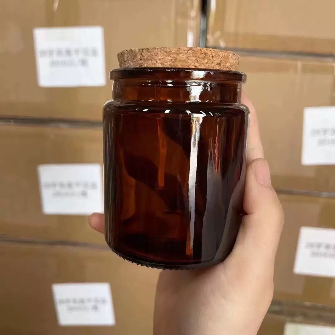 Vintage Amber Candle Glass Jar