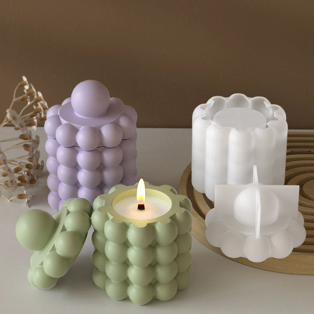 Bubble Candle Jar Storage Silicone Mold a012