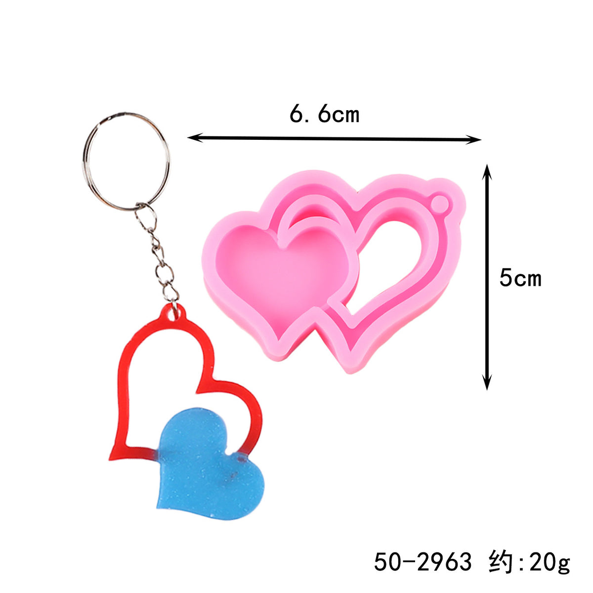 Single Heart Keychain Silicone Mold i07
