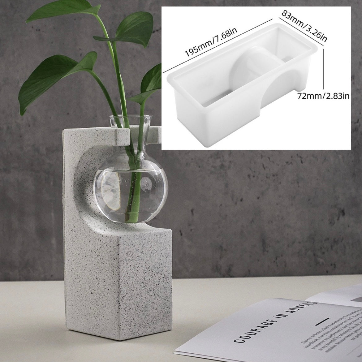 Gypsum Diffuser Tube/ Plant Flower Pot Silicone Mold d01
