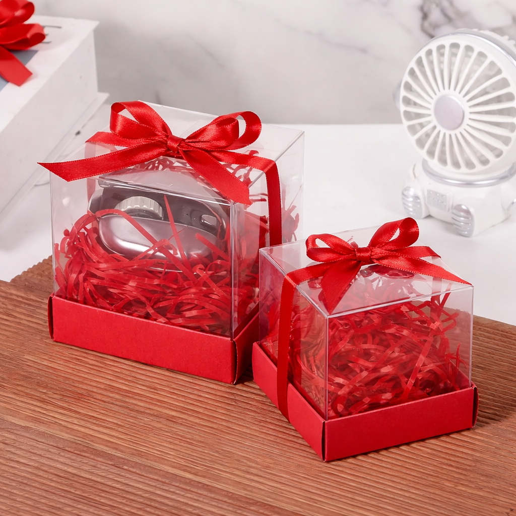 5pcs PVC Transparent Packaging Box with Shredded Paper