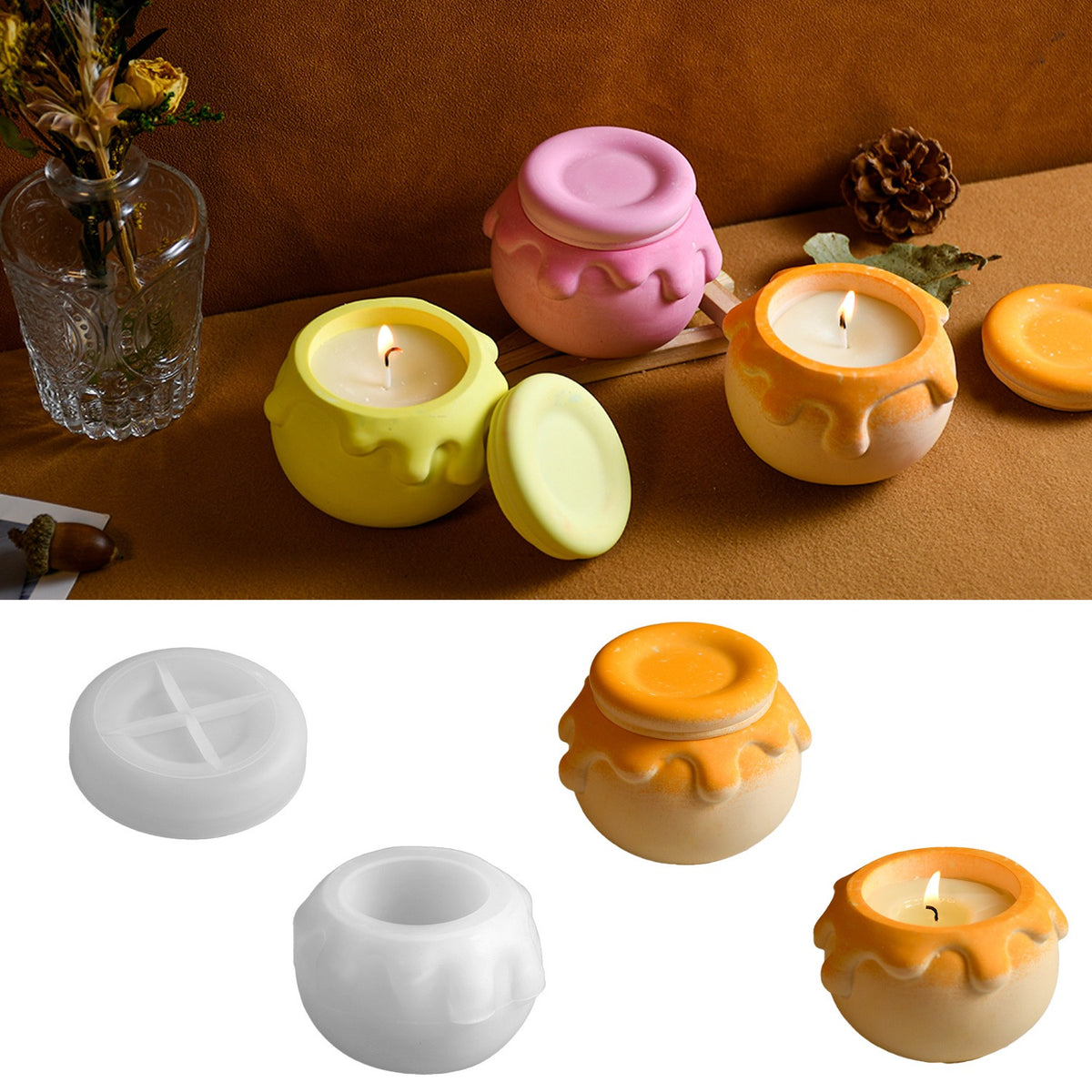 Honey Jar Candle Silicone Mold a014