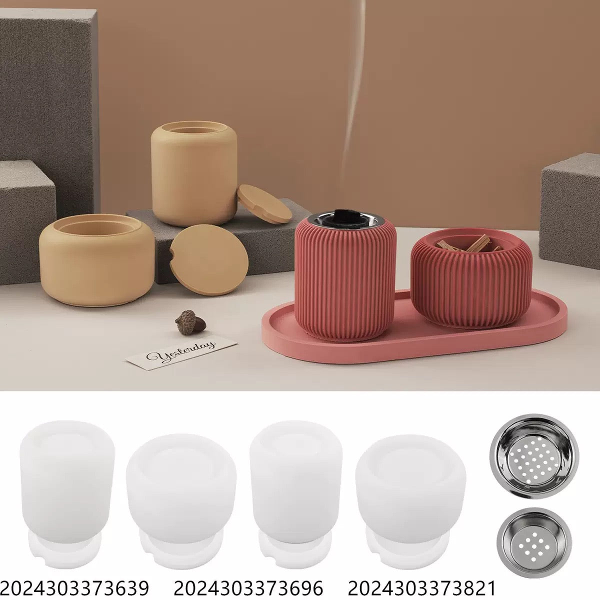 Stripped Jar & Lid Incense Burner Silicone Mold d05