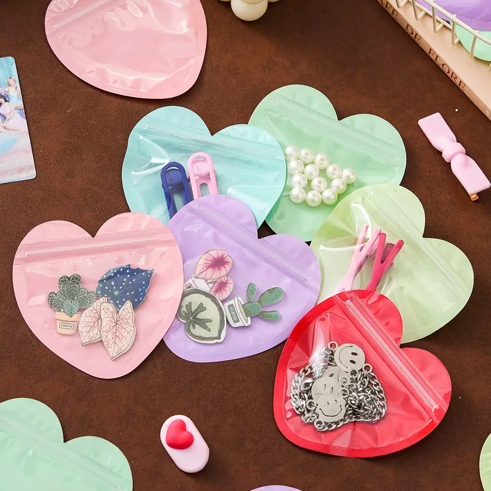 5pcs Color PVC Heart Pouch