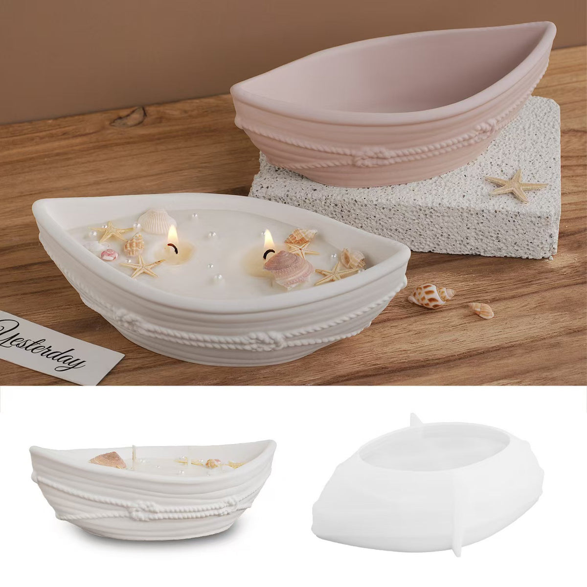 Boat Candle Bowl Silicone Mold f06