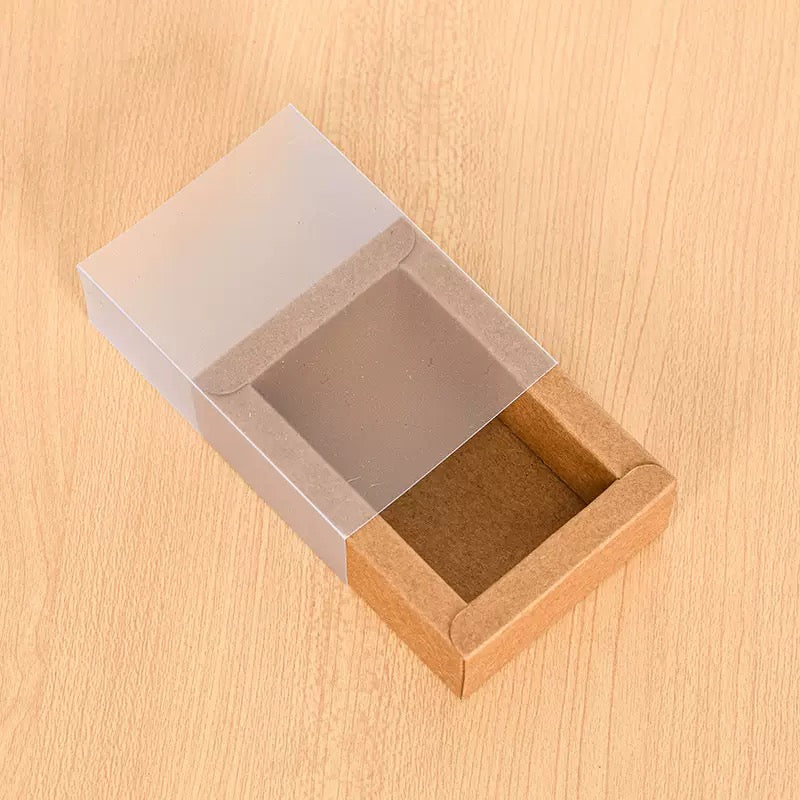 5pcs Kraft Paper Slide Drawer Box with clear pvc window