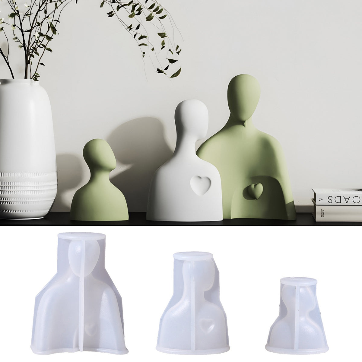 3in1 Family Decorative Home Decor/ Candle Silicone Mold i010