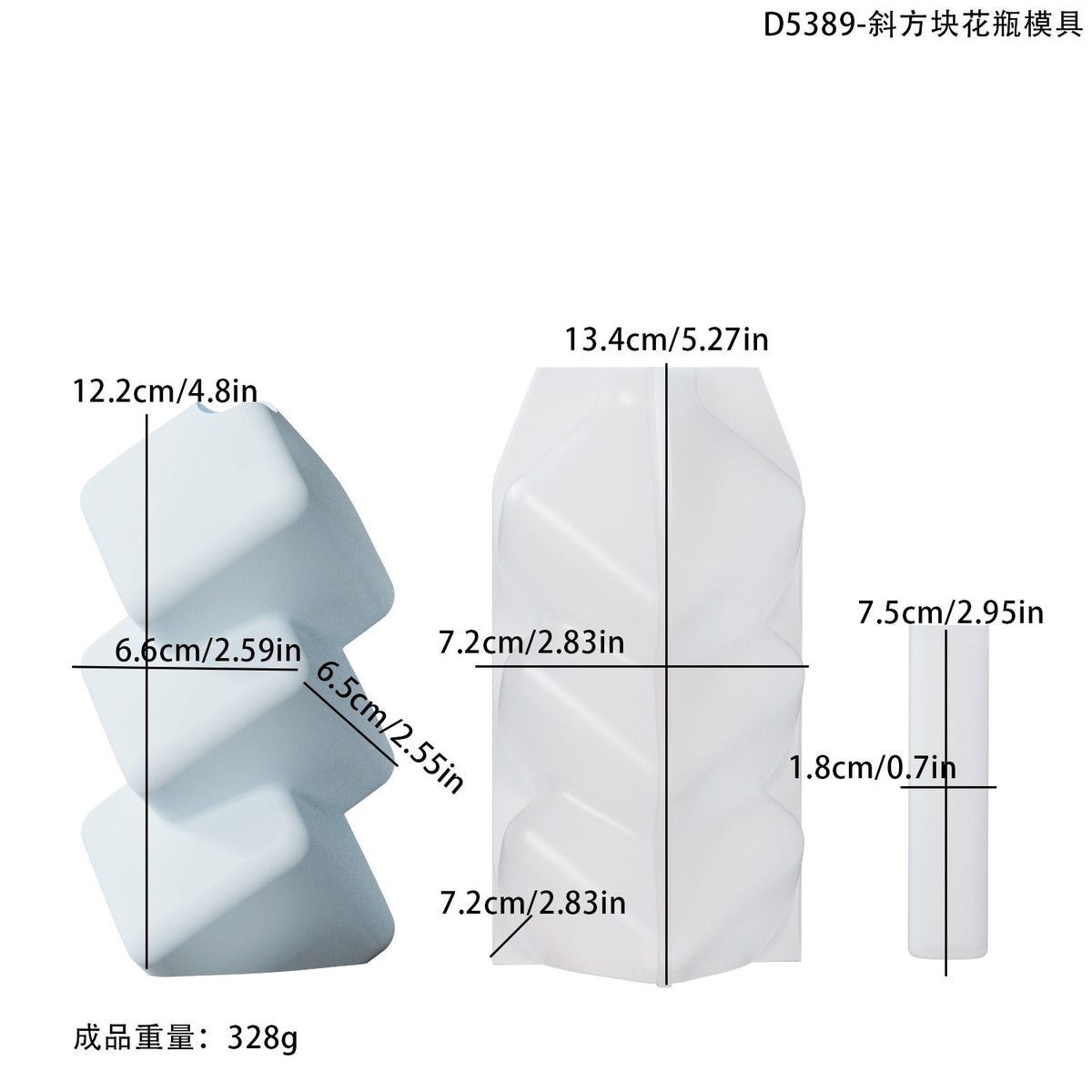 Oblique Block Vase Silicone Mold c012